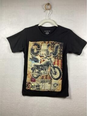 Calvin Klein Jeans Motorcycle Big Boys Short Sleeve T-Shirt Black Size S